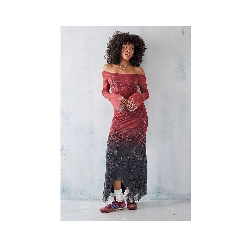 Urban Outfitters Maya Bardot Ombre Mesh Maxi Dress Small